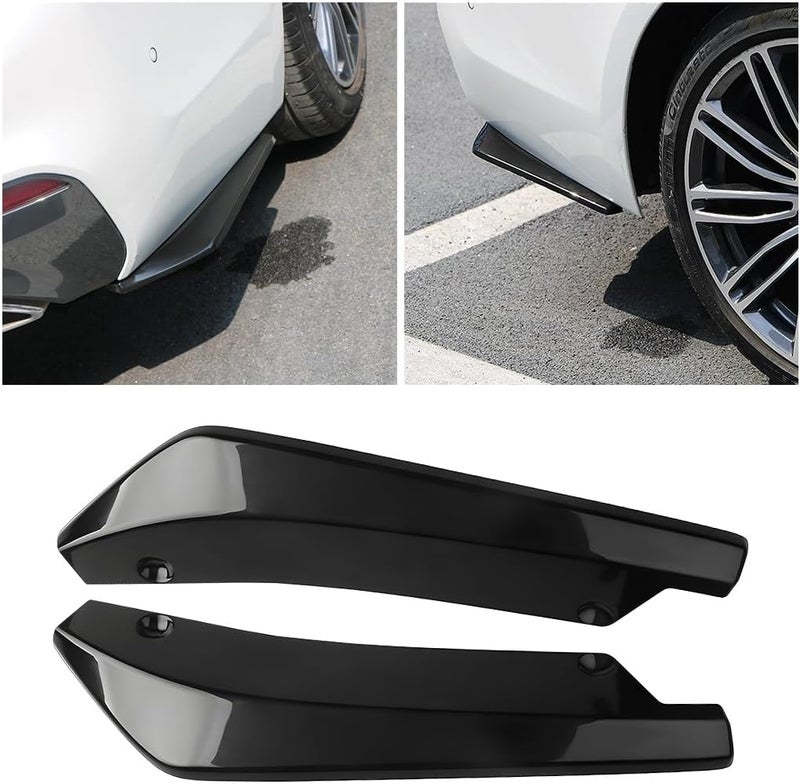 Mandark 2PCS Car Rear Bumper Diffuser Spoilers, Anti-Scratch Vehicle Rear Bumper Lip Diffuser Splitter Canard Protector, Universal Auto Front Bumper Side Skirt Spoiler Splitter Lip Body Kit (Black) - Image 1